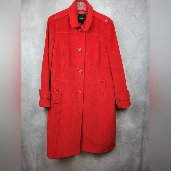 Talbots Wool Alpaka Women Military Style Coat‎ Jacket Size 18 In Red - Picture 1 of 11